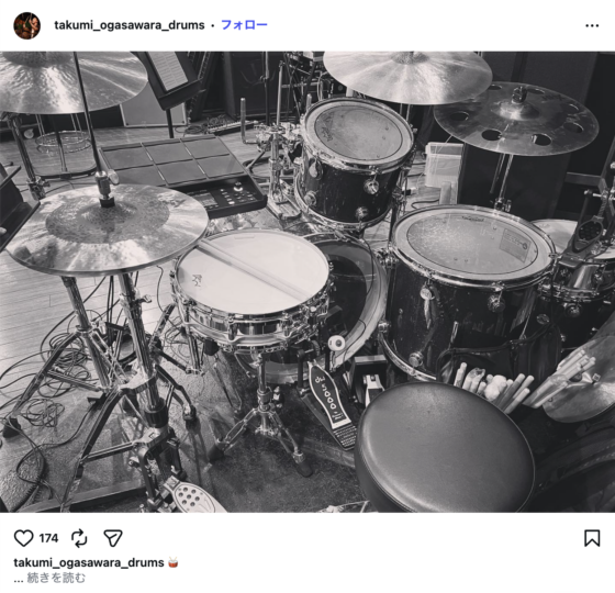 Instagram(@takumi_ogasawara_drums 2023年3月30日)