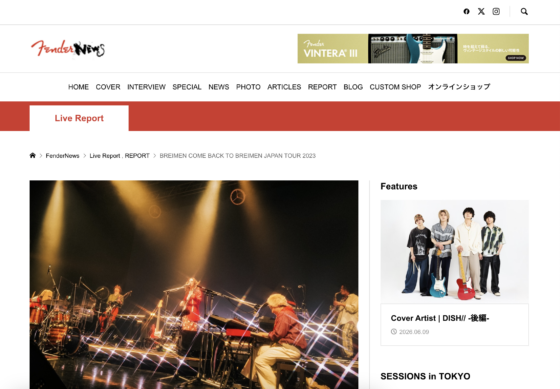 FenderNews「BREIMEN COME BACK TO BREIMEN JAPAN TOUR 2023」(2023年10月27日)