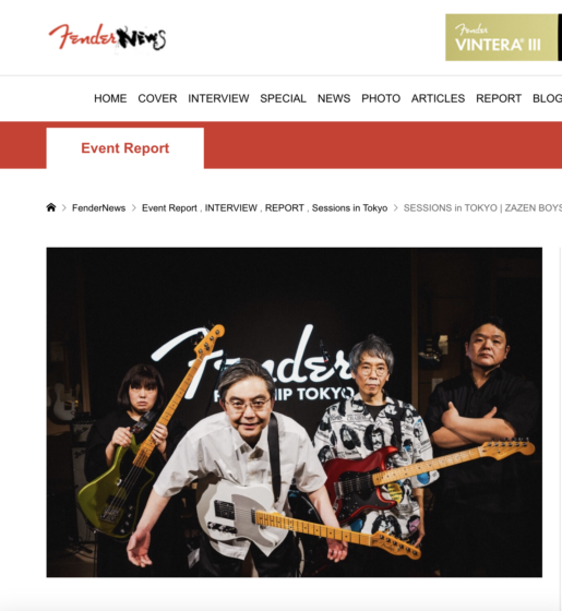 FenderNews「SESSIONS in TOKYO | ZAZEN BOYS」(2025年4月8日)